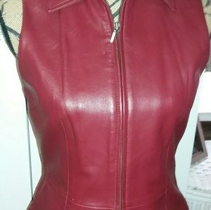 Red Lambskin Leather Vest